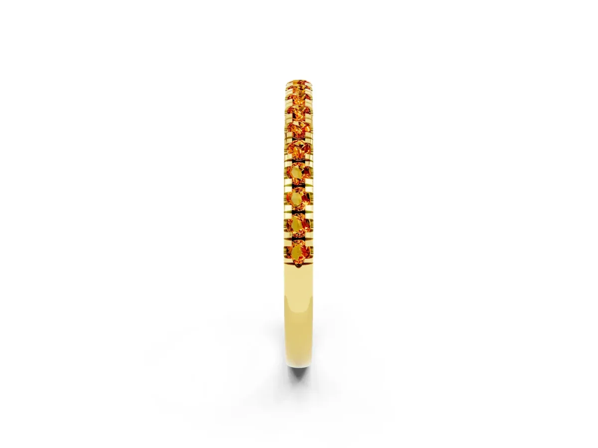 Pavé Round Citrine Half Eternity Band with Shared Prong Setting Yellow gold