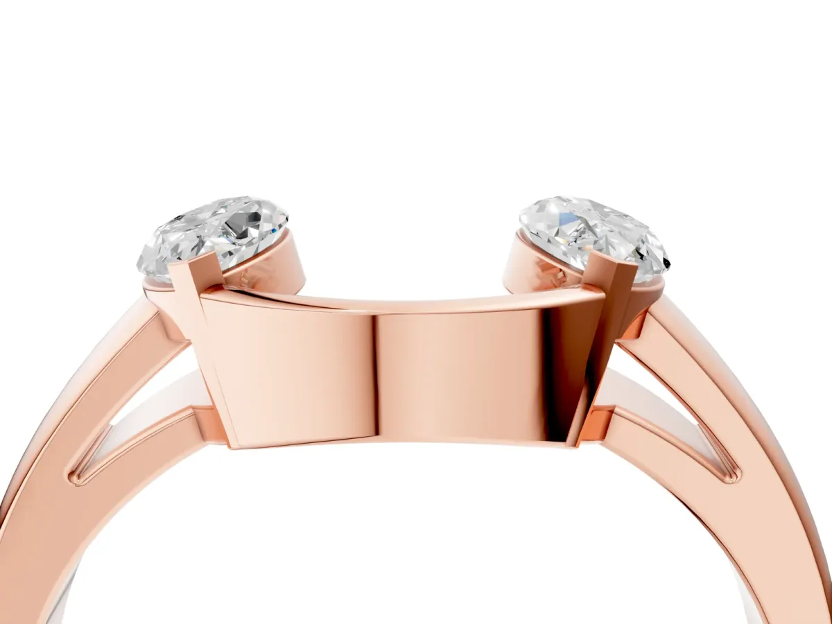 Marquise Diamond Open Band Ring with Tension Setting Rose gold