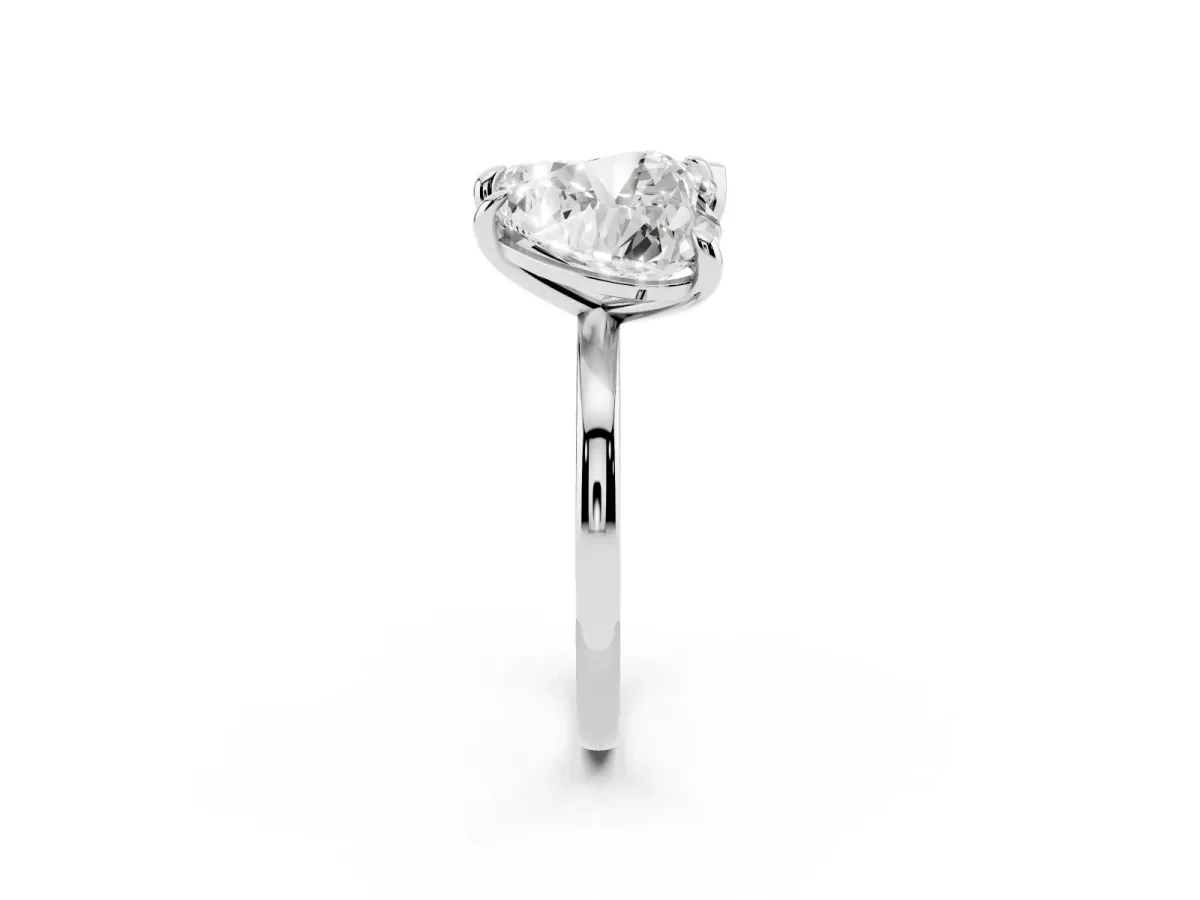 Pear and Heart Toi Moi Ring with Prong Setting and Plain Band Platinum
