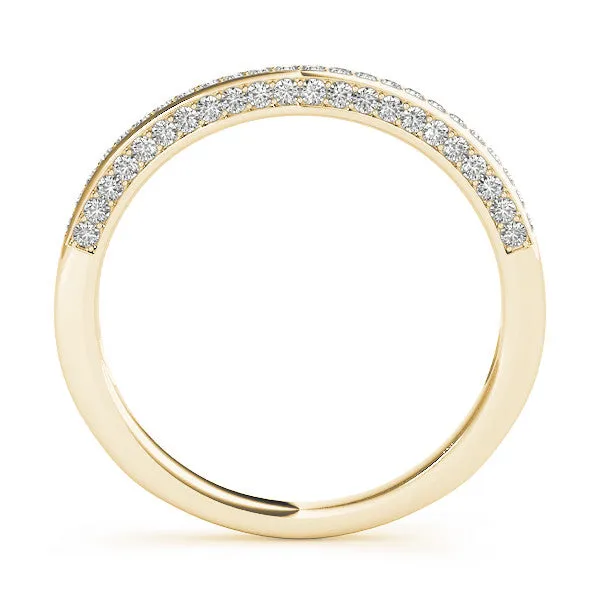 Pavé Round Diamond Curved Band Yellow gold