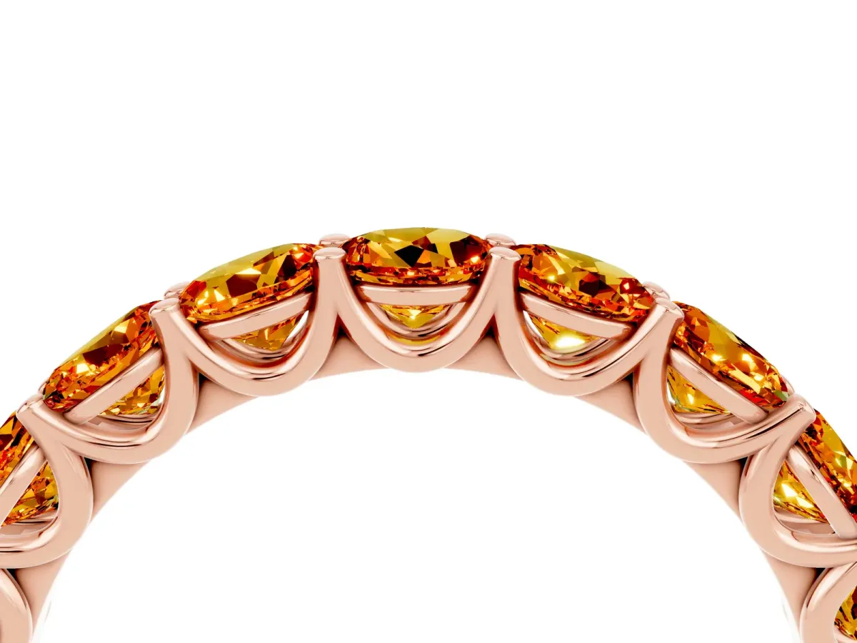Round Citrine Shared Prong Eternity Band Rose gold