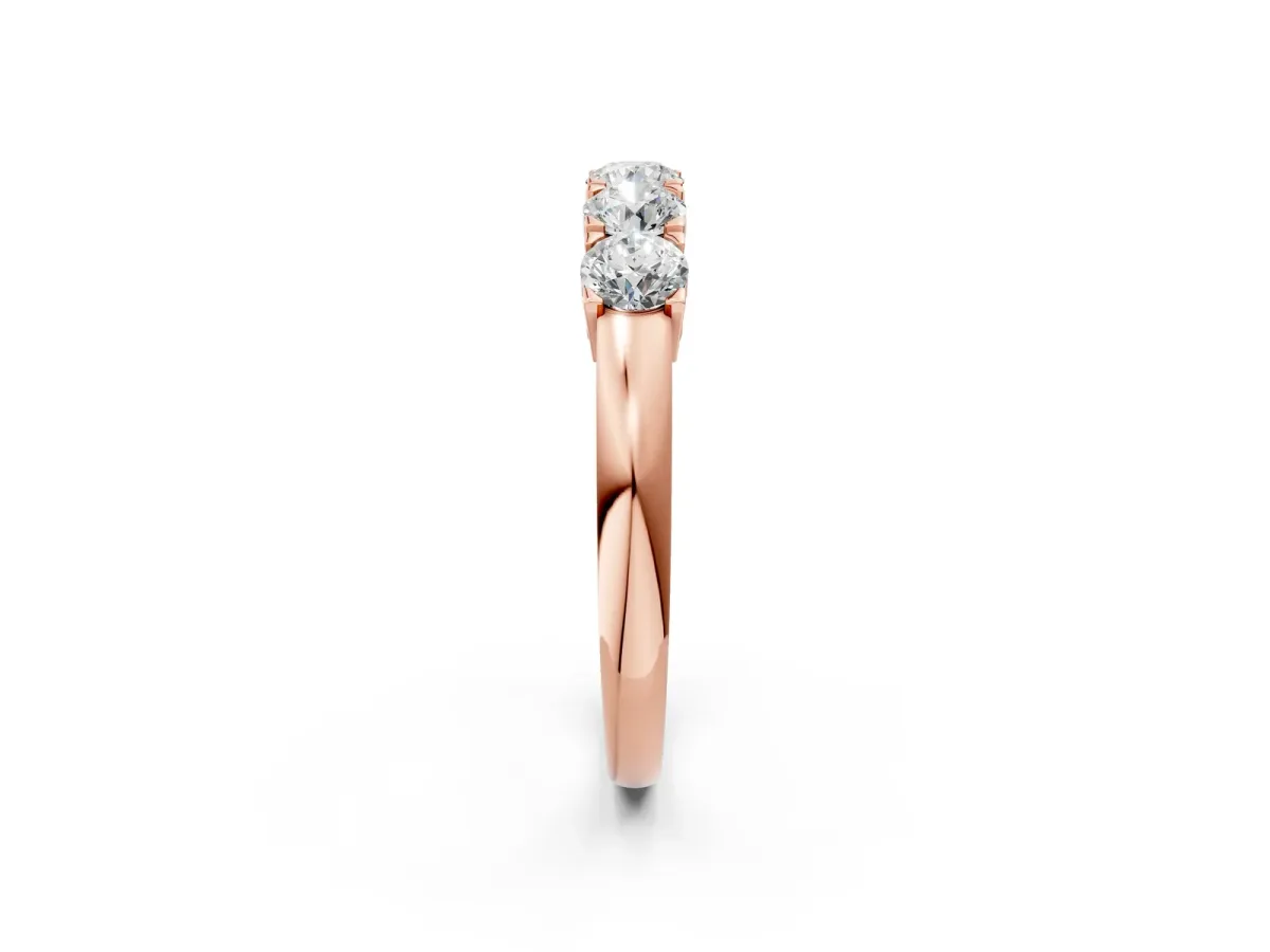 Five-Stone Round Diamond Prong Set White Gold Band Rose gold