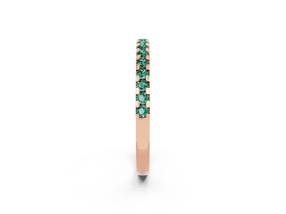 Round Green Sapphire Pavé Set Eternity Band with Micro Prong Setting Rose gold