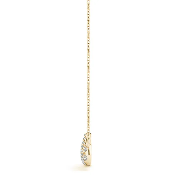 Pavé Round Diamond Infinity Pendant with Prong Setting Yellow gold
