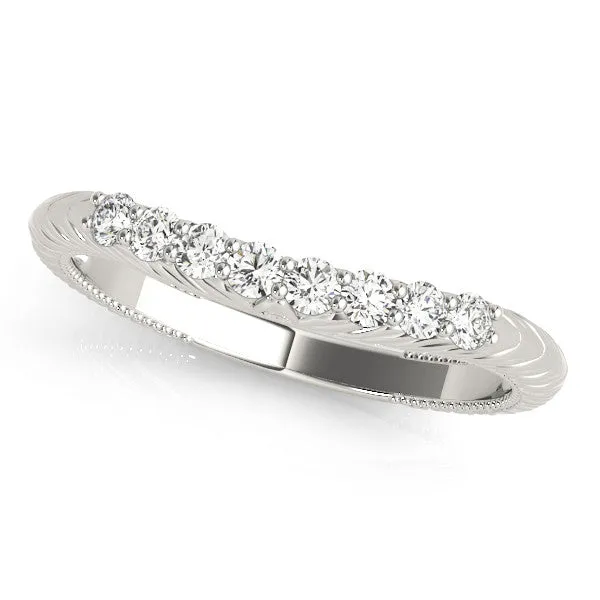Round Diamond Half Eternity Milgrain Pave Band Platinum