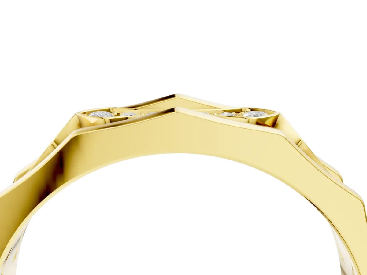 Pavé Round Diamond Eternity Band with Bar Prong Setting Yellow gold