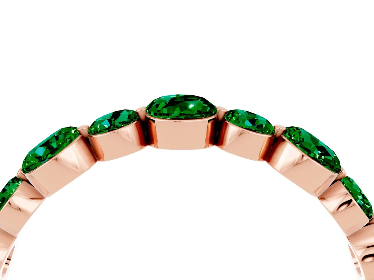 Round Emerald Scalloped Prong Set Eternity Band Rose gold