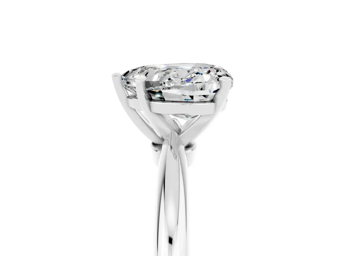Heart Cut Moissanite Solitaire Ring with Six-Prong Setting and Classic Band Silver