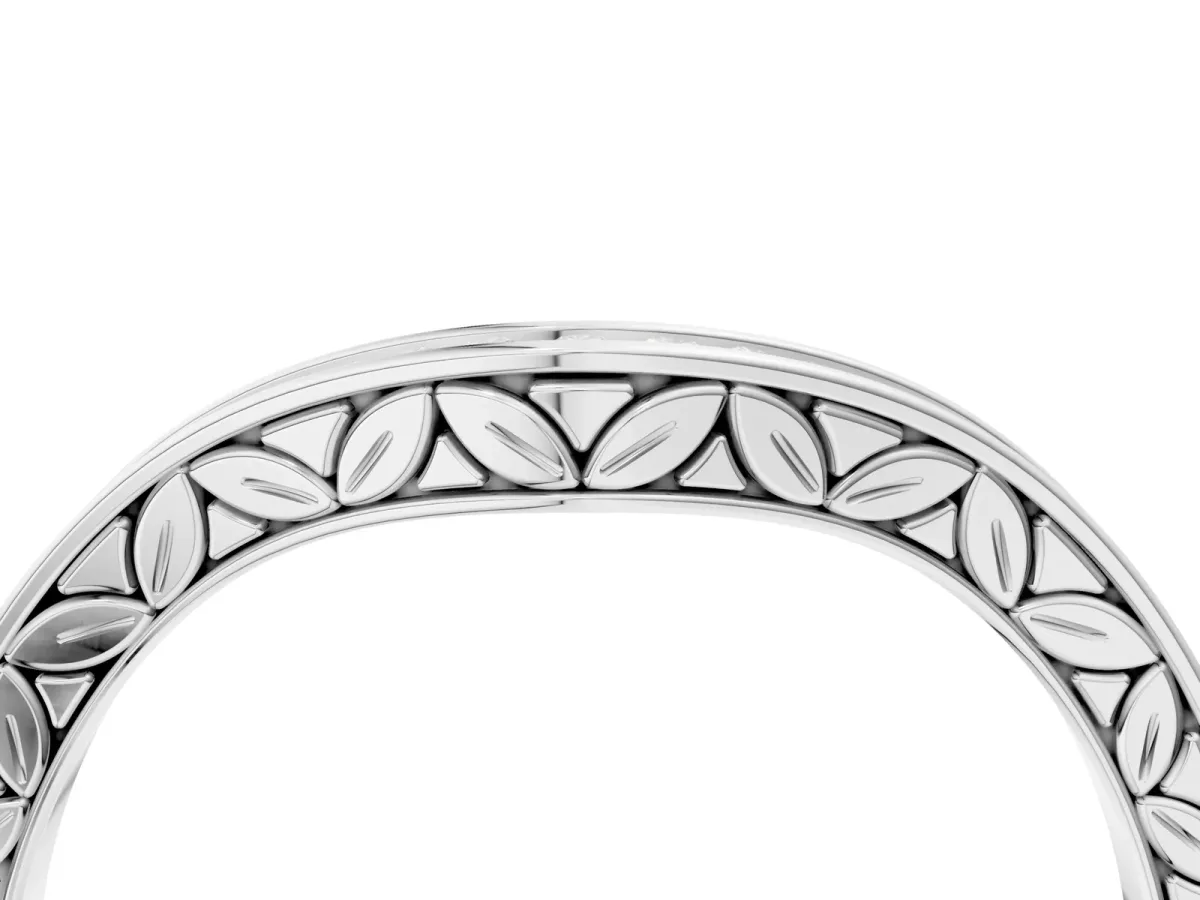 Round Cut Channel Set Wave Band with Pavé Setting Silver