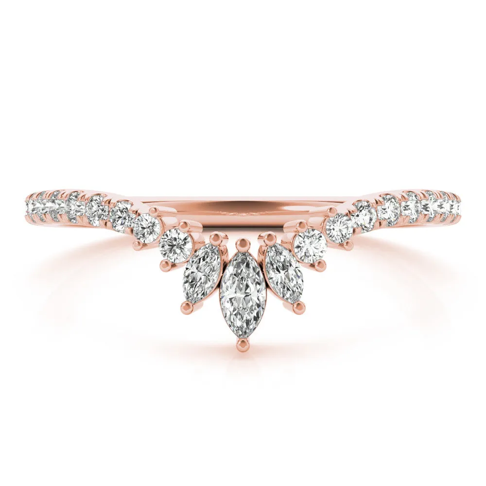Marquise Cluster Diamond Pavé Band with Prong Setting Rose gold