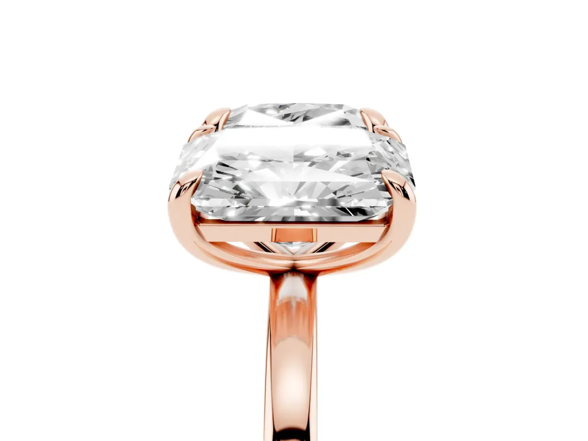 Cushion and Radiant Toi Moi Ring with Prong Setting and Plain Band Rose gold