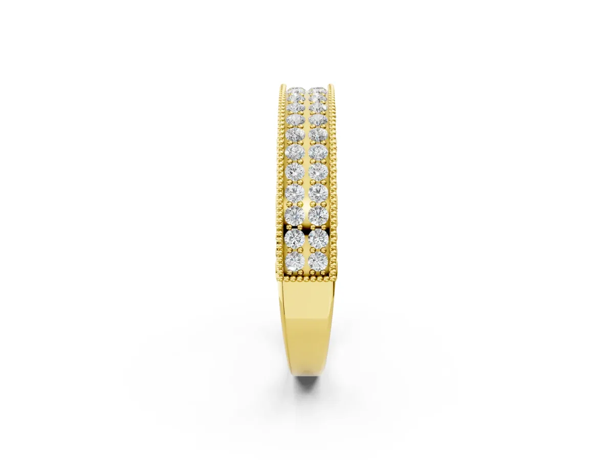 Pavé Round Diamond Eternity Band with Milgrain Edge Yellow gold