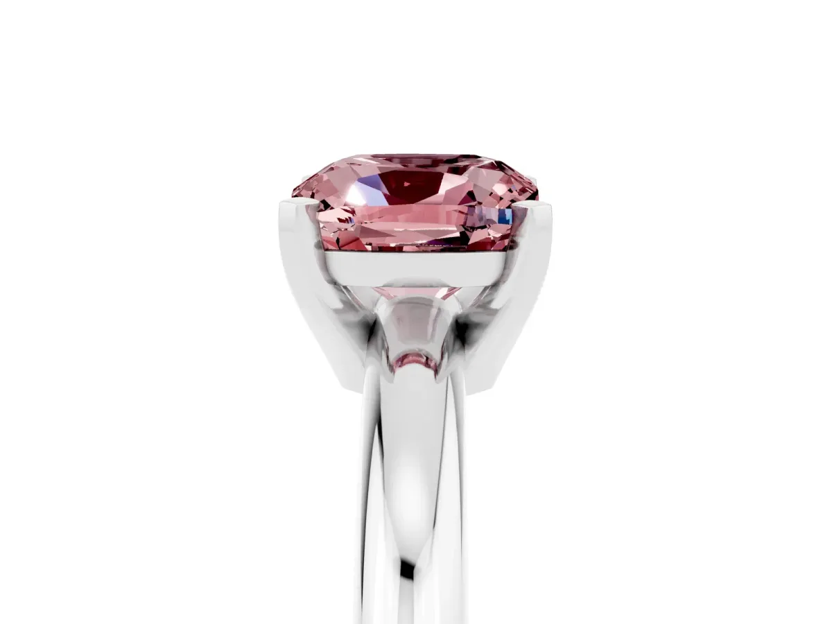 Cushion Cut Morganite Solitaire Engagement Ring with Round Band and Four-Prong Setting Silver