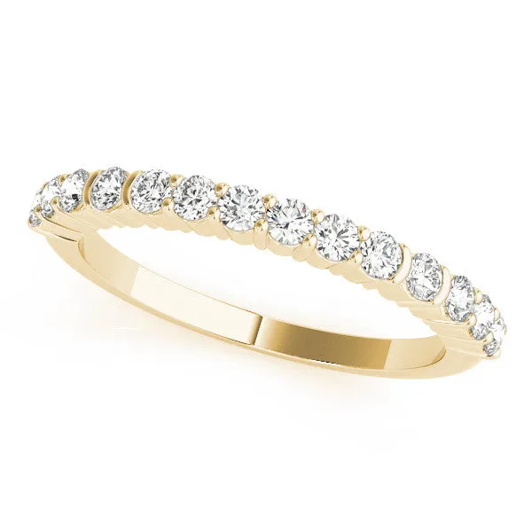 Round Diamond Half Eternity Band with Shared Prong Setting Yellow gold