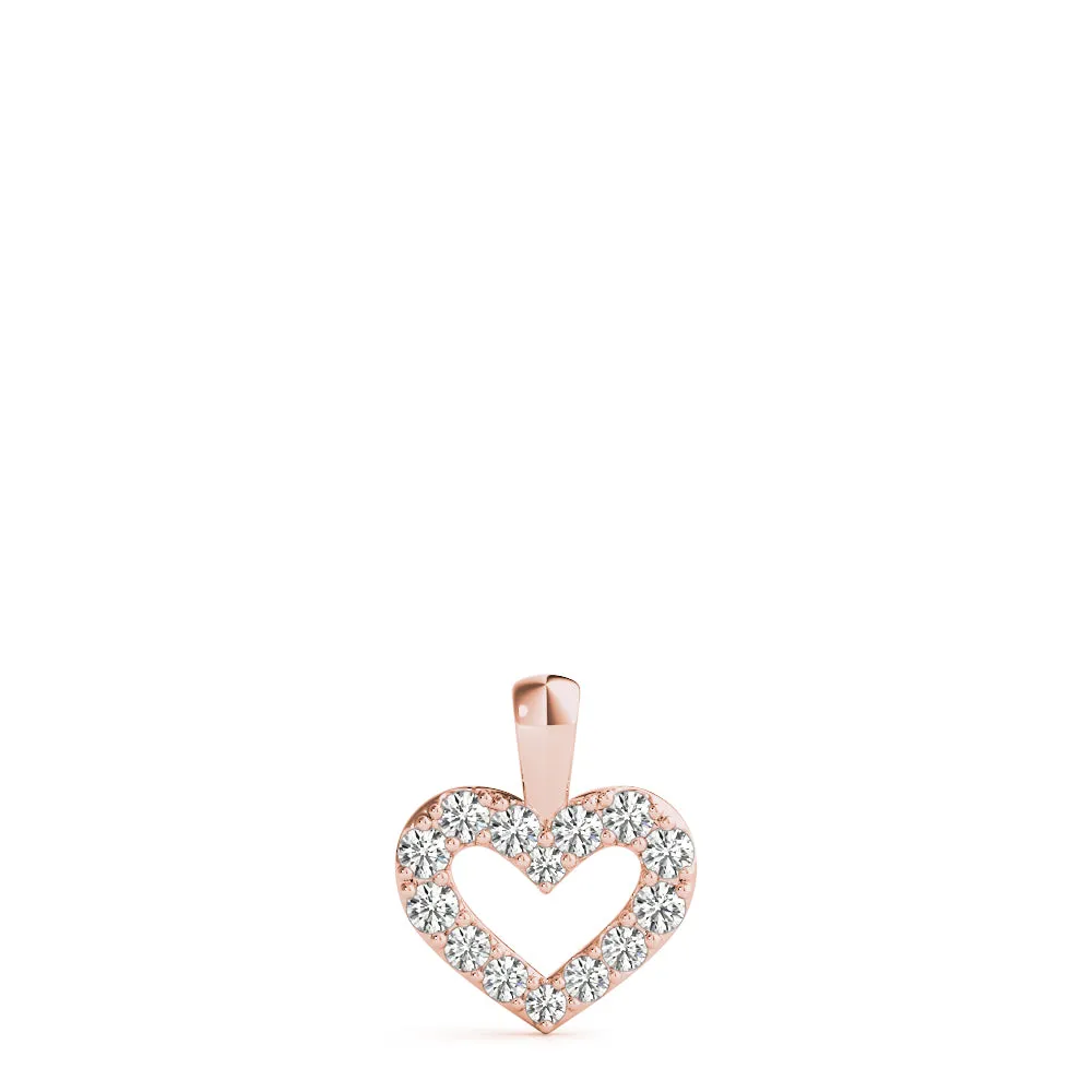 Pavé Round Diamond Heart Pendant Rose gold