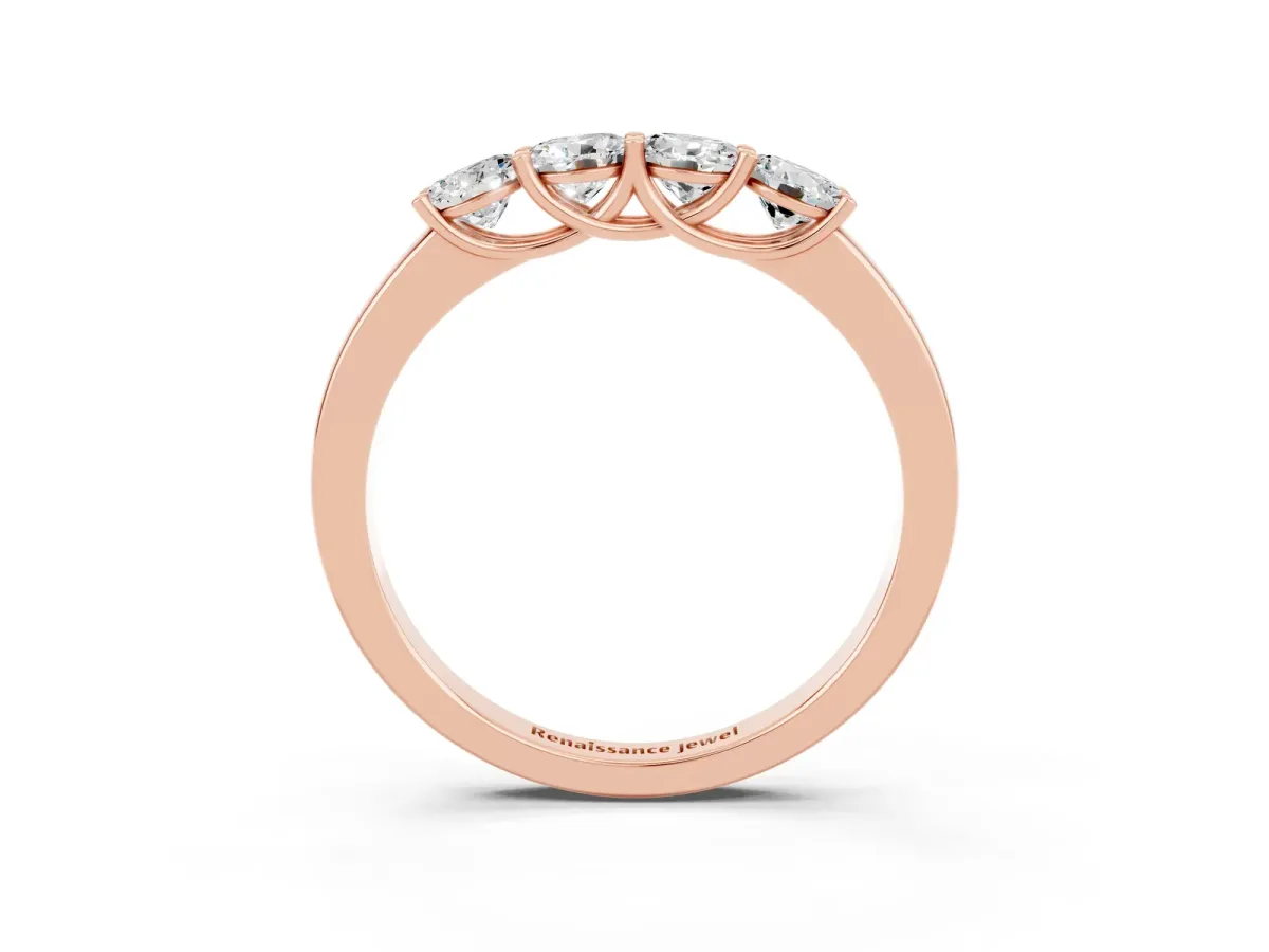 Four-Stone Round Moissanite Prong-Set Band Rose gold