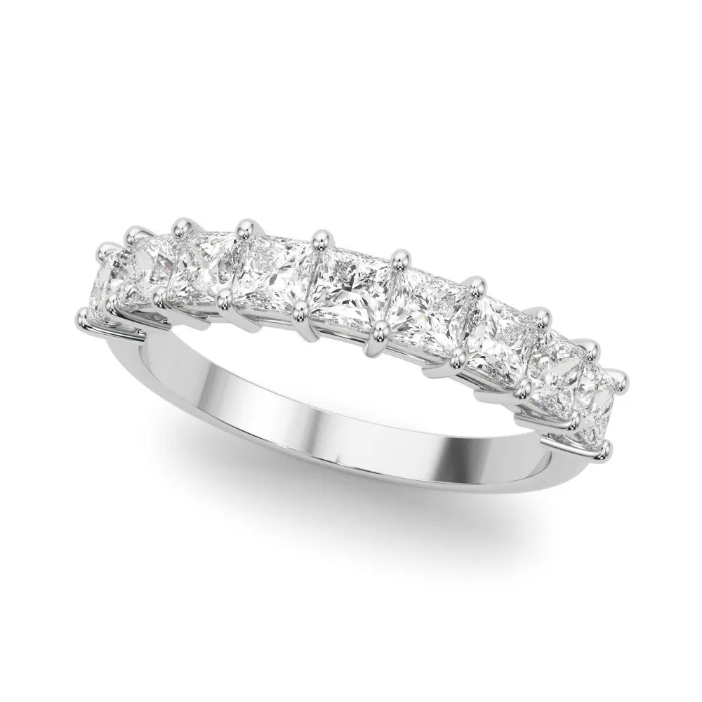 Princess Cut Diamond Prong Set Eternity Band Silver