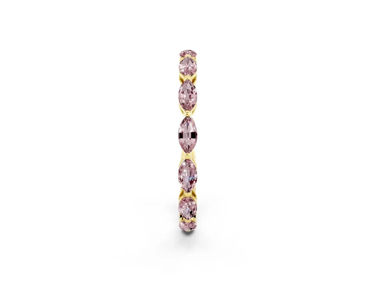 Marquise Morganite Eternity Band with U-Prong Setting Yellow gold