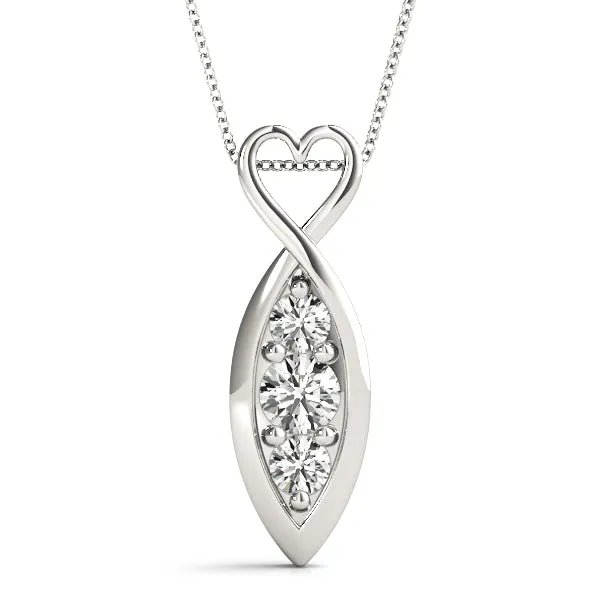Infinity Heart Pendant with Round Diamond Prong Setting White gold