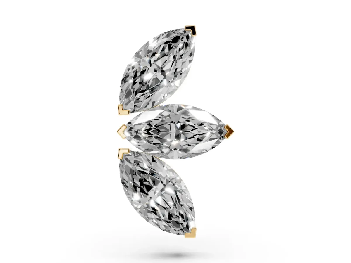 Marquise Diamond Trio Flatback Earring Yellow gold