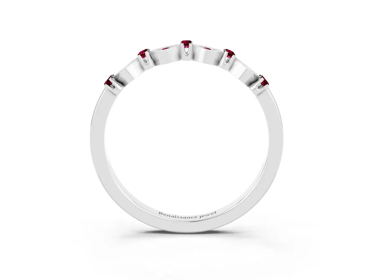 Pavé Cushion Garnet Cluster Eternity Band with Prong Setting Silver