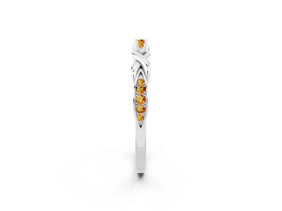 Twisted Marquise Citrine Pavé Band with Shared Prong Setting White gold