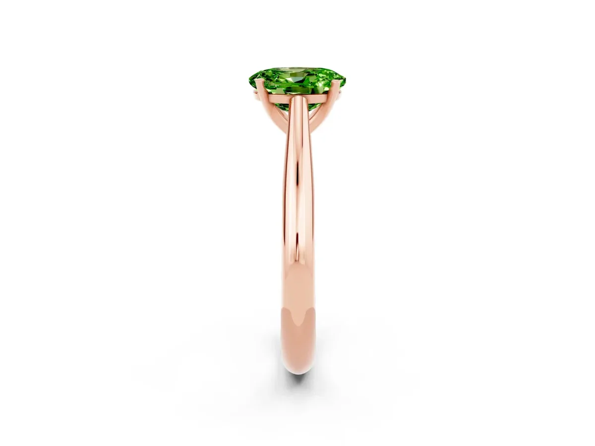 Oval Cut Peridot Solitaire Engagement Ring with Cathedral Setting and Four-Prong Mount Rose gold