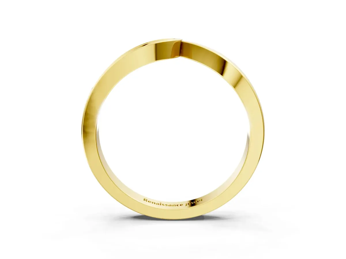 Channel Set Round Diamond Contour Band Yellow gold