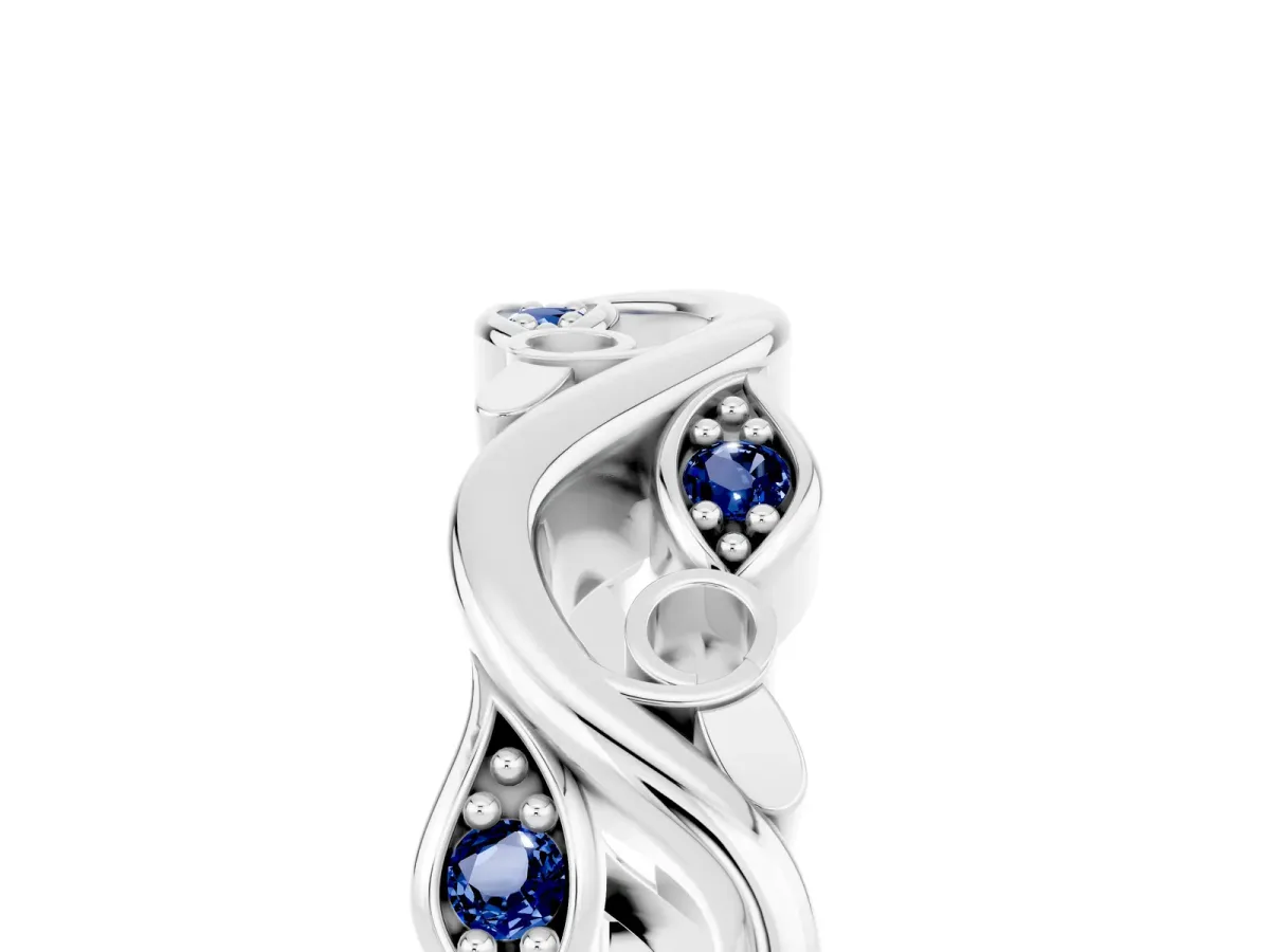 Marquise Blue Sapphire Vine Eternity Band with Bezel Setting Platinum