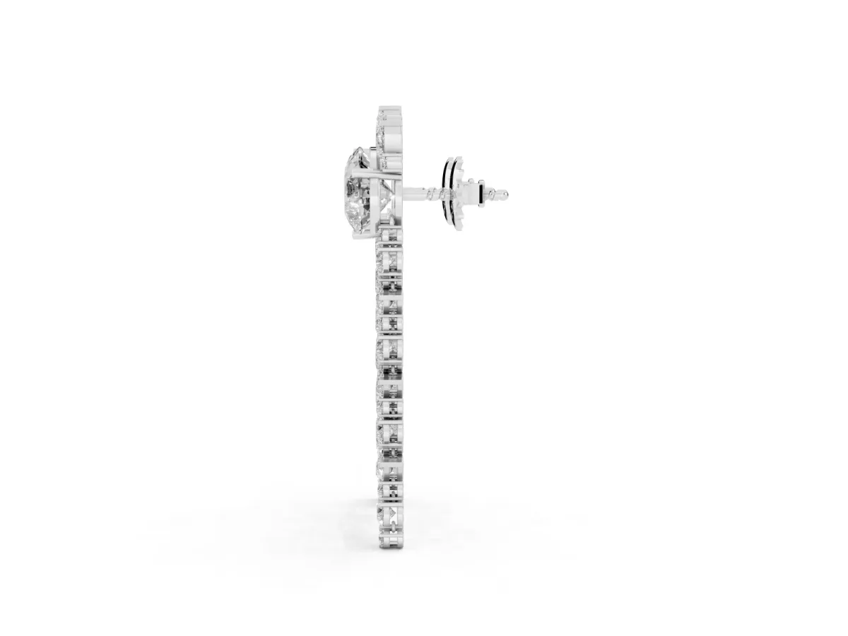 Pear Diamond Drop Earrings with Trilliant Diamond Cascades Platinum