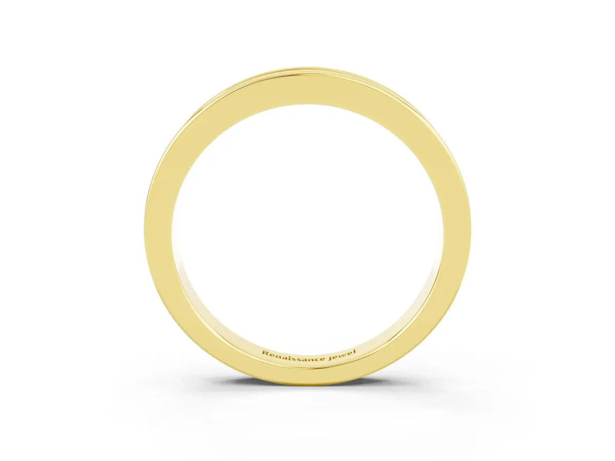 Channel Set Round Aquamarine Eternity Band Yellow gold