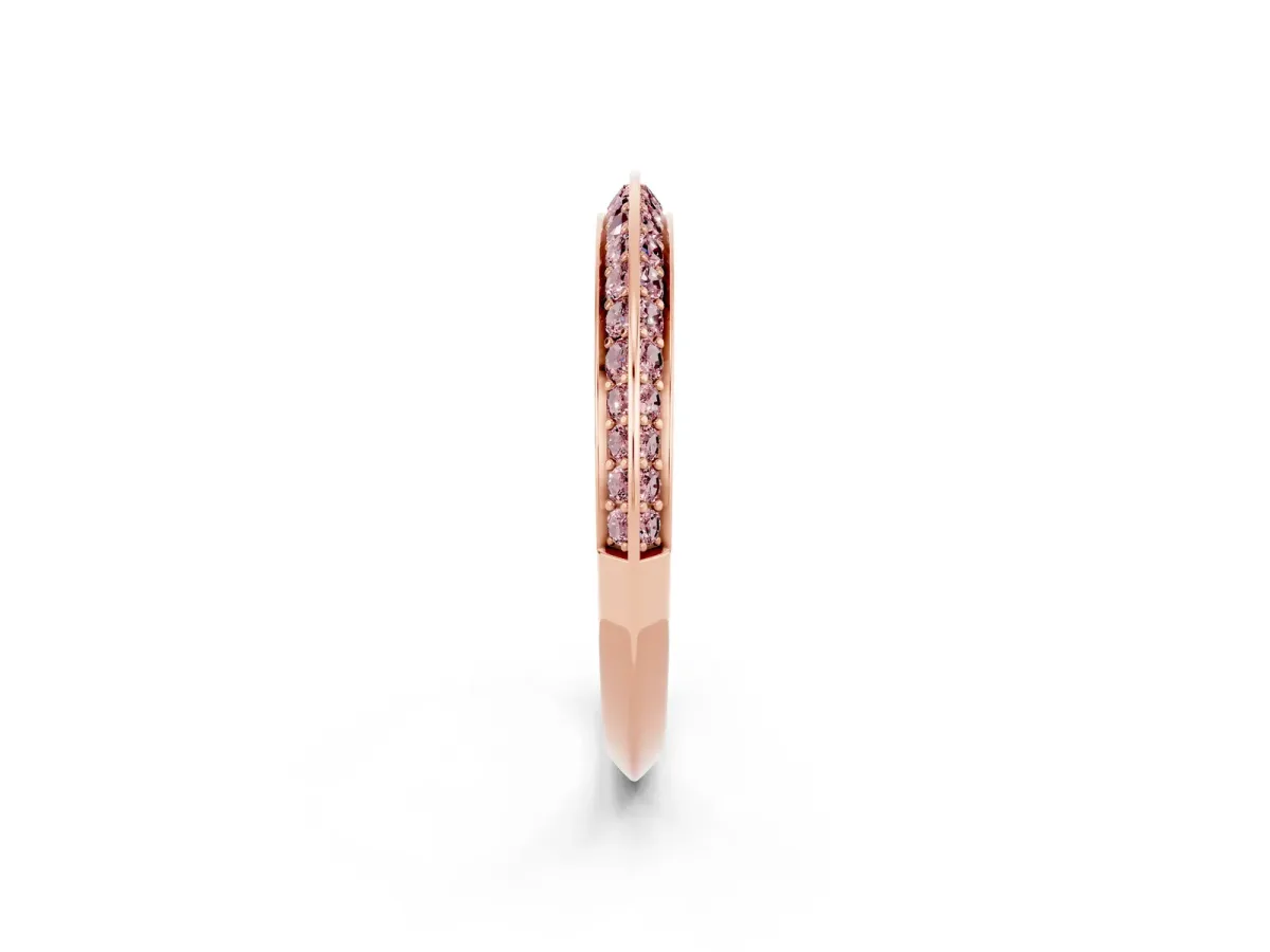Double Row Pavé Round Morganite Eternity Band with Channel Setting Rose gold