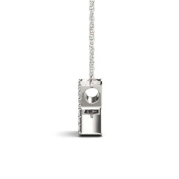 Pavé Round Diamond X Pendant with Four-Prong Setting White gold