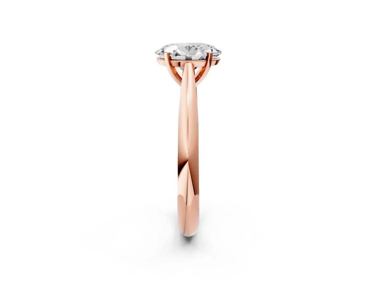 Oval Cut Diamond Solitaire Engagement Ring with Cathedral Setting and Four-Prong Mount Rose gold
