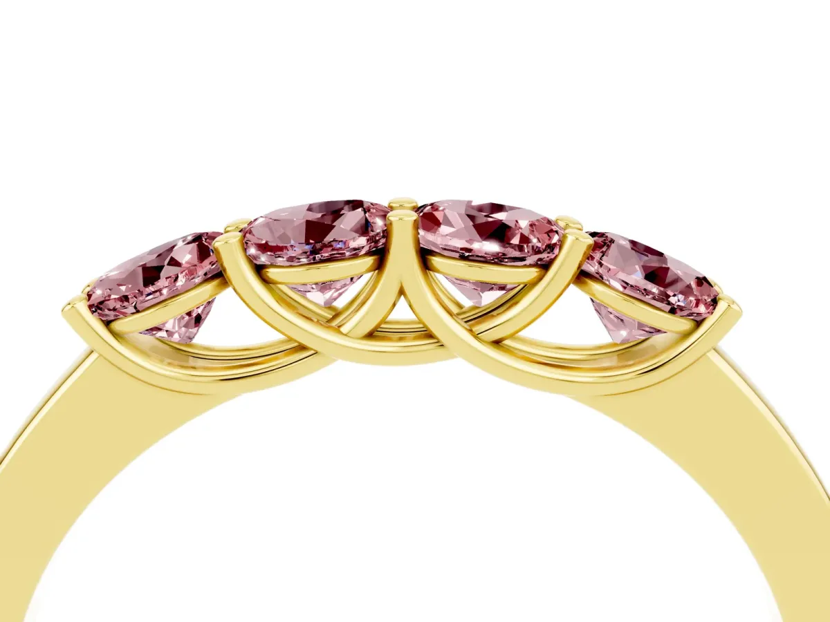 Four-Stone Round Morganite Prong-Set Band Yellow gold