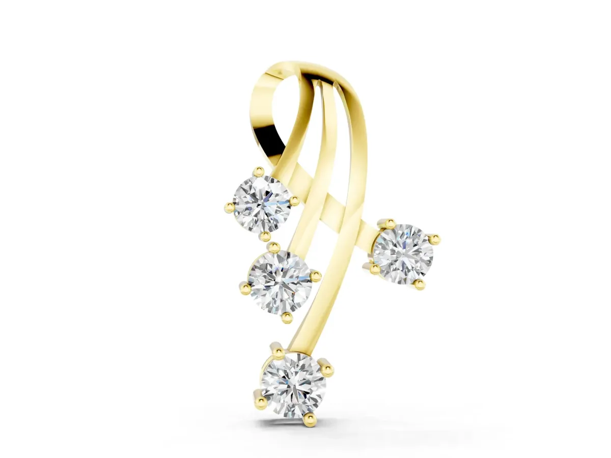 Four-Stone Round Diamond Prong-Set Pendant Yellow gold