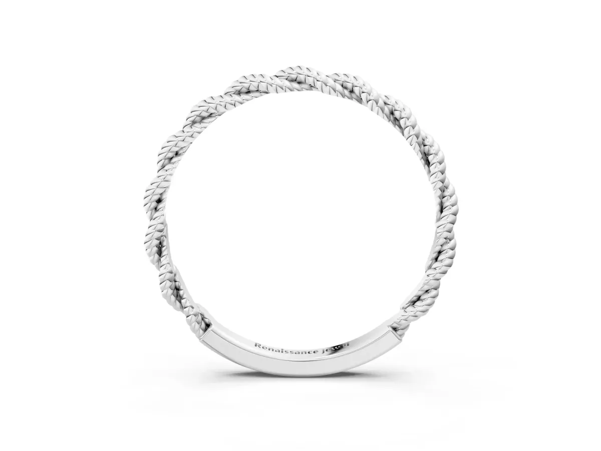 Twisted Rope Solitaire Band with Round Stone and Bezel Setting Platinum