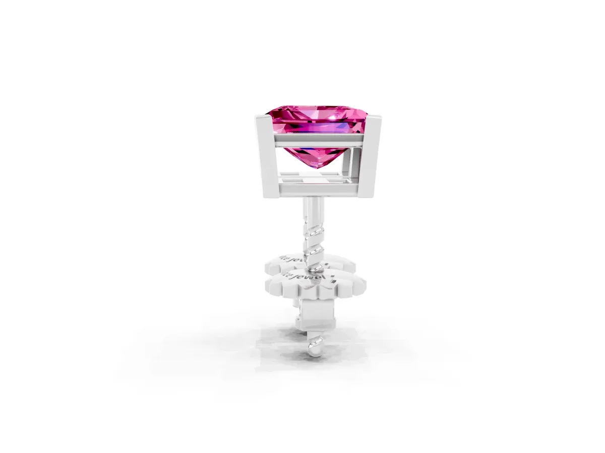 Princess Cut Pink Sapphire Stud Earrings Platinum