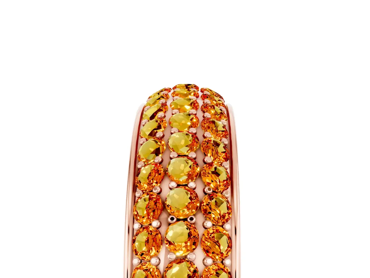Three-Row Round Citrine Eternity Band with Shared Prong Setting Rose gold