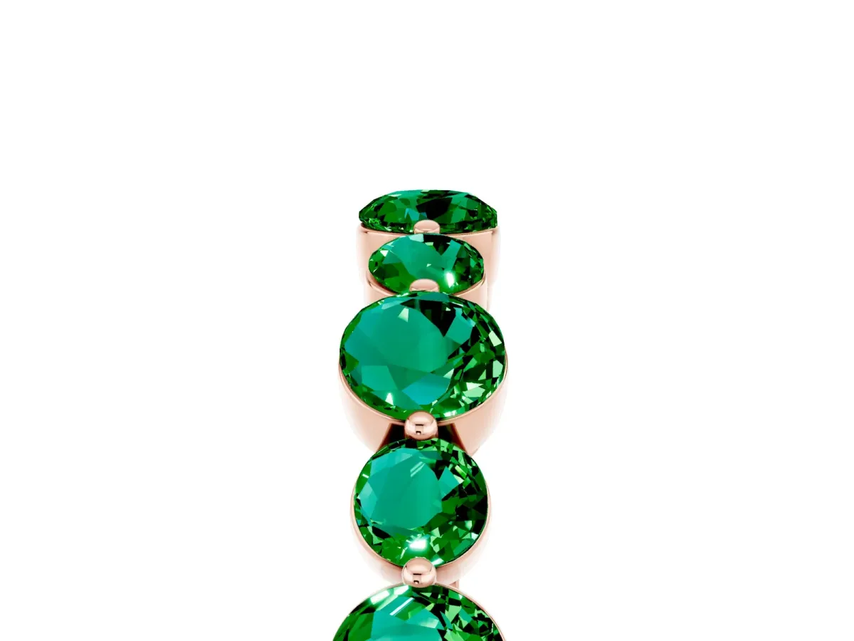 Round Emerald Scalloped Prong Set Eternity Band Rose gold