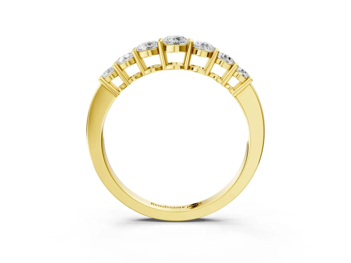 Round Diamond Prong-Set Half-Eternity Band Yellow gold
