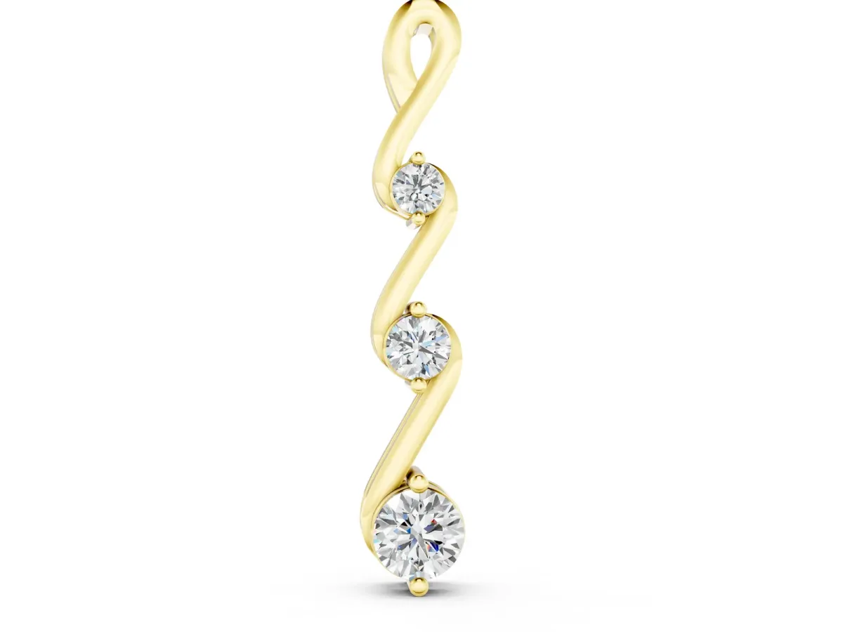 Three-Stone Round Brilliant Prong Set Pendant Yellow gold