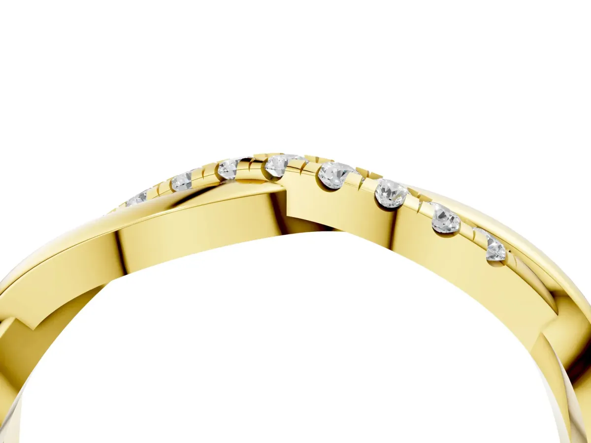 Twisted Pavé Round Diamond Infinity Band Yellow gold