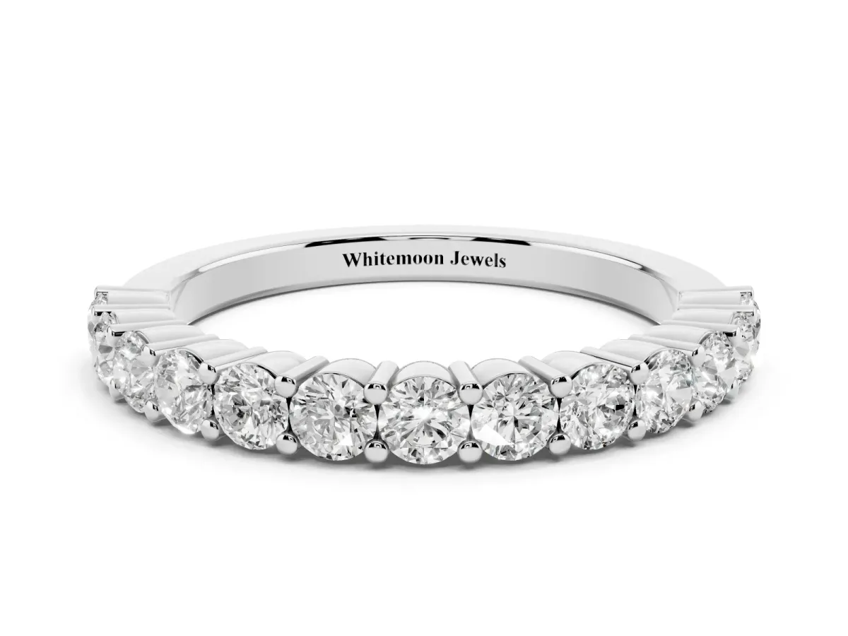 Alternating Round Diamond Promise Ring with Round Diamond Accents Silver