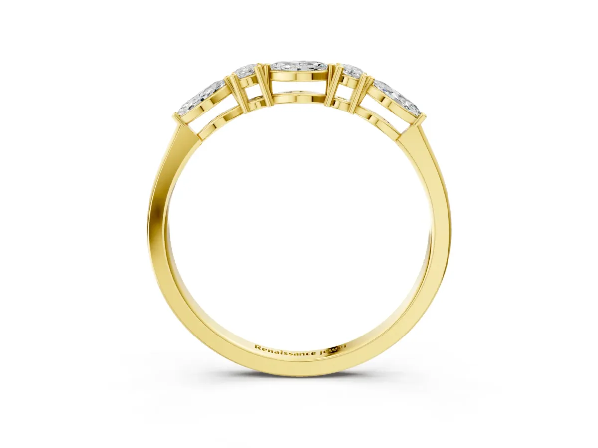 Prong Set Round Diamond Half-Eternity Band Yellow gold