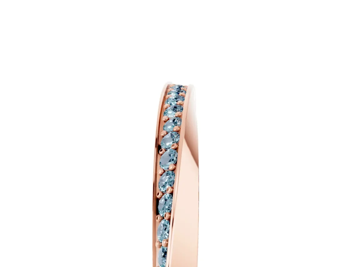 Pavé Round Aquamarine Twist Band Rose gold
