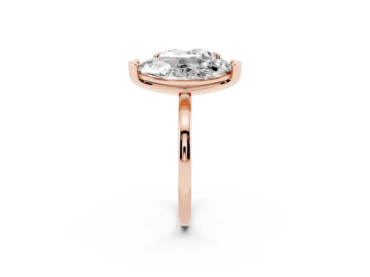 Heart and Marquise Toi Moi Ring with Prong Setting and Micro Pave Band Rose gold