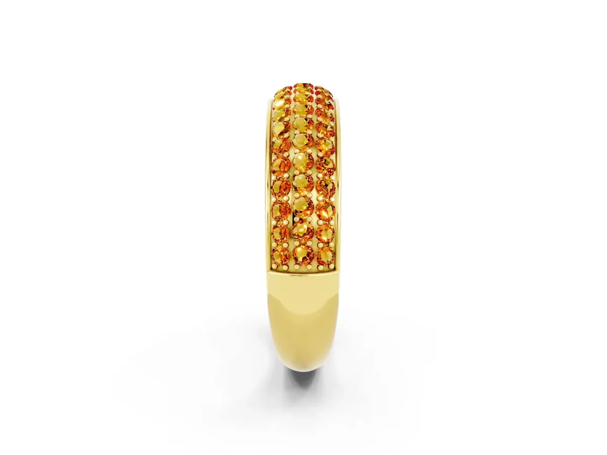 Three-Row Round Citrine Eternity Band with Shared Prong Setting Yellow gold