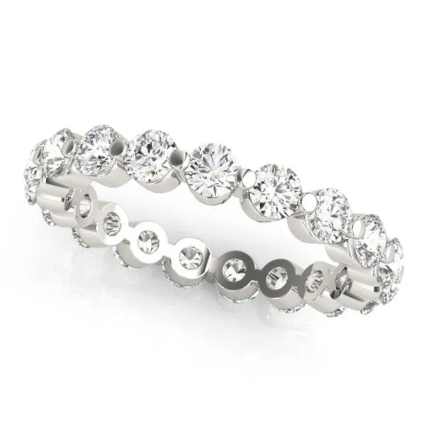 Round Diamond Eternity Band with Scalloped Prong Setting Silver