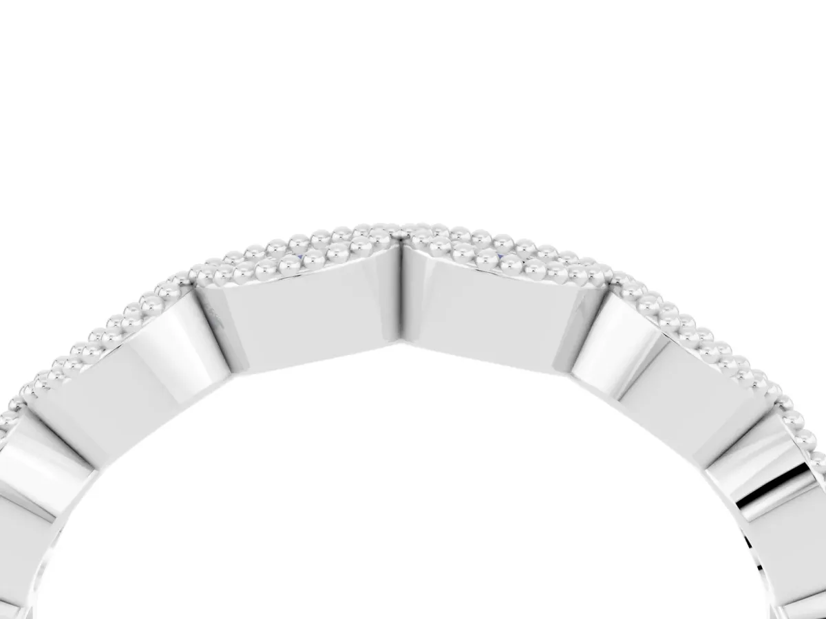 Milgrain Marquise Blue Sapphire Half Eternity Band with Bezel Setting Platinum